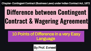 Difference between Contingent Contract amp Wagering AgreementContingent vs Wagering Agreement [upl. by Esmaria]