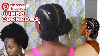 Jumbo Cornrow Braids w Buns on Natural Hair [upl. by Tatum413]