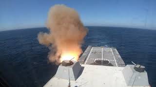 USS Zumwalt DDG 1000 Conducts LiveFire Test of SM2 Missile [upl. by Daggna197]