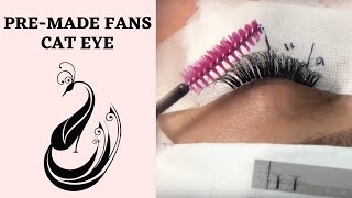 Eyelash Extensions Tutorial 6D PreMade Fans Lashes Cat Eye Look [upl. by Auqenahs]