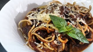 como hacer Spaghetti a la boloñesa con asado de tira [upl. by Sorvats]