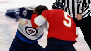 Aaron Ekblad Mark Scheifele Fight  Florida Panthers vs Winnipeg Jets 2024 NHL Highlights [upl. by Nomzzaj]