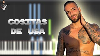 Maluma  Cositas de la USA  Instrumental Piano Tutorial  Partitura  Karaoke  MIDI [upl. by Woodward369]