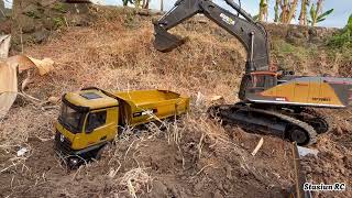 RC Dump Truck Huina 1582 X RC Excavator Huina Mengeruk Tanah  RC eskavator dan RC Truck keruk tanah [upl. by Jemie636]