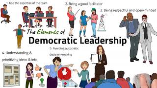 Democratic Leadership Style Participative Leadership  Pros Cons Examples Elements Tips [upl. by Haididej]