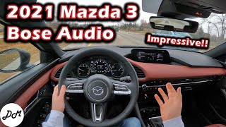 2021 Mazda 3 – Bose 12speaker Sound System Review  Apple CarPlay amp Android Auto [upl. by Buckels]