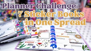 Sticker Challenge Using SEVEN Sticker Books in ONE Happy Planner Spread [upl. by Talya]