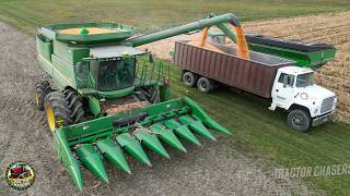 John Deere Combine with LSW Tires Harvesting Corn [upl. by Slavin]