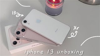 iphone 13 128gb  pink 🎀  aesthetic unboxing 📦  setup ☄️ upgrading from xr [upl. by Kernan]