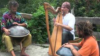 Alizbar amp Amin Varkonyi amp Norbi Pavel2008 Two Hang and Celtic harp improvisation Hungary  Pilis [upl. by Jean]