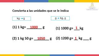 Conversión de Kilogramos a gramos y viceversa  Tercer Grado  Matemáticas [upl. by Mckenzie]