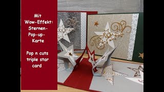 Mit WowEffekt Sternen Popup Karte  Pop n cuts triple star card  Weihnachten 2021 Stampin´ Up® [upl. by Noyahs]