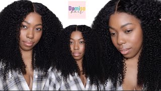 AMAZON WIG INSTALL amp REVIEW  CURLY HAIR ROUTINE ON AFRO KINKY CURLY WIG  DOMISO HAIR [upl. by Adnuhsed781]