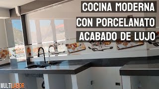 Como Hacer una Cocina con Porcelanato Grafito  Guía Paso a Paso con Acabado de Lujo [upl. by Tamiko]