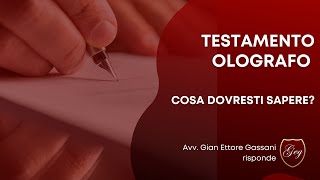 Il testamento olografo valido Cosa dovresti sapere [upl. by Downing]