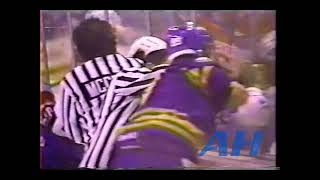 NHL Apr 12 1992 Alexander MogilnyBUF v Guy CarbonneauMTL Buffalo Sabres Montreal Canadiens [upl. by Arimihc633]