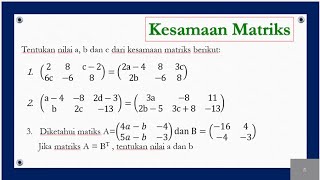 Kesamaan Matriks Cara Menentukan Nilai a b dan c pada Kesamaan Matriks Matematika SMKSMA Kelas XI [upl. by Tarrant]