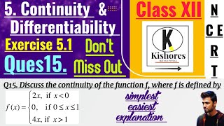 Continuity And Differentiability Class 12  Exercise 51 Q15 [upl. by Steffen]