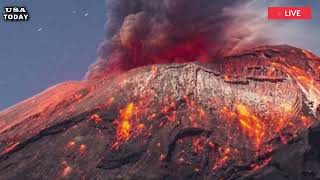 Horrible today A volcano on the Galapagos Islands eruptedspewing lava 100 meters high into the sky [upl. by Paza270]