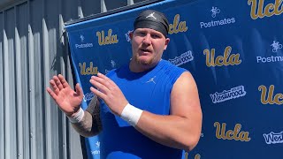 UCLA center Josh Carlin after the first day of fall camp 731 [upl. by Eedahs]