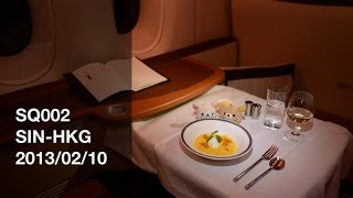 Singapore Airlines SQ002 SINHKG First Class Suites Flight Report  20130210 [upl. by Bortman]