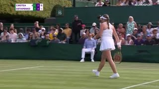 Jelena Ostapenko chases down drop shot vs Sorana Cirstea Wimbledon Live Tennis Coverage [upl. by Ailemak]