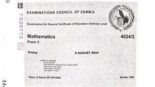 2024 GCE Mathematics p2  Q 134  SECTION A [upl. by Eerrehs]