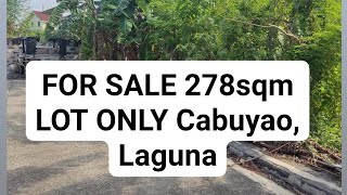 LOT FOR SALE 278sqm Cabuyao Laguna [upl. by Broderick]