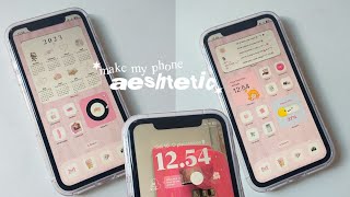 ˚ʚ customize iphone 11 aesthetic pink homescreen lockscreen widget icons🌠🌸 [upl. by Gnilsia]