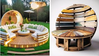 Backyard Wooden Pallet Deck Design  Wooden Pallet Fence Recycling Furniture Backyard Patio Pergola [upl. by Svirad]