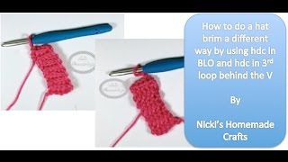 Tutorial How to do a hat brim a different way using hdc in BLO and 3rd loop behind V [upl. by Yenahpets]