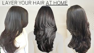 HOW I CUT AND LAYER MY HAIR AT HOME Long layers » diy long layers haircut [upl. by Lydia702]