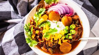 AwardWinning Vegetarian Sweet Potato Chili with Black Bean  Perfect Super Bowl Party Recipe [upl. by Ernesta]