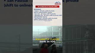 F2F classes sa ilang eskwela sa Laguna at Batangas suspendido dahil sa vog [upl. by Aribold5]