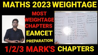 EAMCET 2023 WEIGHTAGEMATHS WEIGHTAGECHAPTER WISE WEIGHTAGE tseamcet2023 weightage apeamcet2023 [upl. by Jaqitsch498]