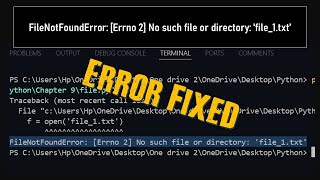 FileNotFoundError Errno 2 No such file or directory file1txt in VS Code [upl. by Calendre631]