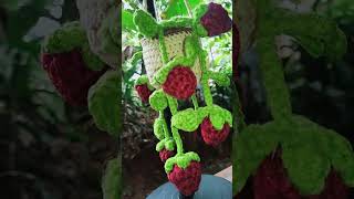 Strawberry rajut  strawberry crochet yarn crochet crochettutorial [upl. by Kerk677]