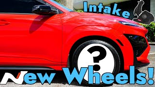 Hyundai Kona N New WHEELS amp TIRES  aFePower1 Takeda Cold Air INTAKE Mods [upl. by Fruin]