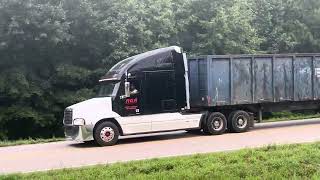 Freightliner Century Freightliner Cascadia day cab Penske KW W900 hauling a flatbed trailer [upl. by Adnomal]