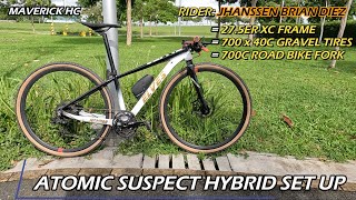 700x40c Gravel Tires sa SAGMIT K4 RB Fork amp 275 ATOMIC SUSPECT XC MTB Frame ni Jhanssen Brian Diez [upl. by Ahsimac]