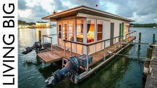 Life On The Water In A Tiny House Boat [upl. by Enelegna]