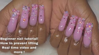 BEGINNER ACRYLIC APPLICATION  HOW TO PREVENT LIFTING 💘 [upl. by Nwahsel]