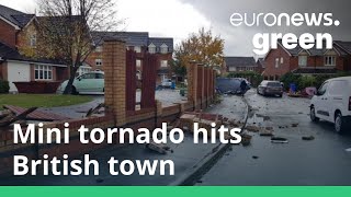 Tornado sweeps through the British town of Widnes in Cheshire UK [upl. by Anissej]