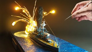 DIORAMA of the USS ARIZONA explosion at Pearl Harbor  WRECK diorama  How to make DIY [upl. by Siramay746]