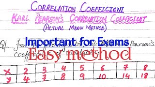 Correlation coefficient Karl Pearson Coefficient of Correlation Actual Mean method [upl. by Lovmilla86]