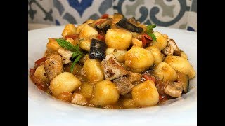 GNOCCHI CON PESCE SPADA MELANZANE E MENTA FRESCA  CUCINANDOMELAGODO [upl. by Hardy755]