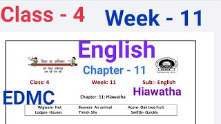 EDMC Class 4 English Week 11 Worksheet Chapter 11 Hiawatha  Class 4th week 11 Marigold Unit 6 [upl. by Braun]