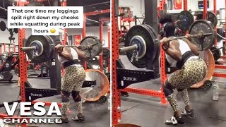 GYM FAIL  Womens leggings split while performing a set of heavy squats [upl. by Naleek]