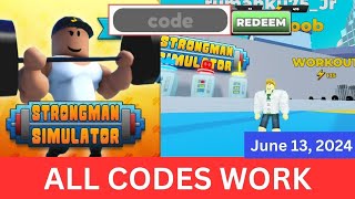 All CODES WORK Strongman Simulator ROBLOX June 13 2024 [upl. by Htnicayh]