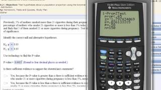 Hypothesis Testing Population Proportion  TI83 or TI84 Calculator [upl. by Vedis]